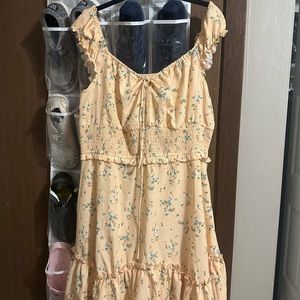 Yellow Ruffled Tiered Midi Sundress